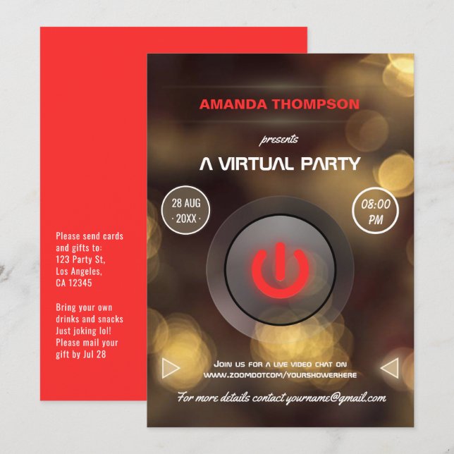 Invitación para el show virtual de cumpleaños de B (Anverso / Reverso)