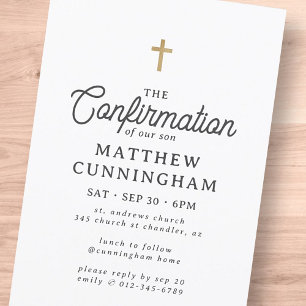 Invitación Para Él Simple Modern Elegante Cross Confirmation
