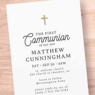 Invitación Para Él Simple Y Elegante Comunión De La Cruz De O