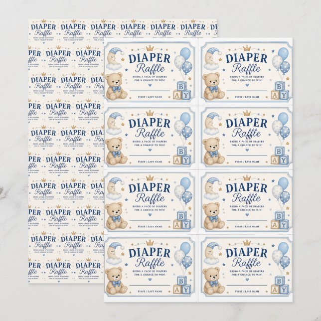 Invitación para el Sorteo de Pañales para el Bebé (Anverso / Reverso)