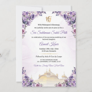 Invitación para el Sukhmani Sahib Path en una boda