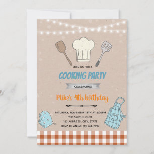 Invitación para el tema de cocina de niños