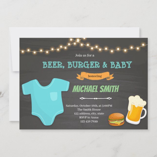 Invitación para el tema del bebé de cerveza de ham (Anverso)