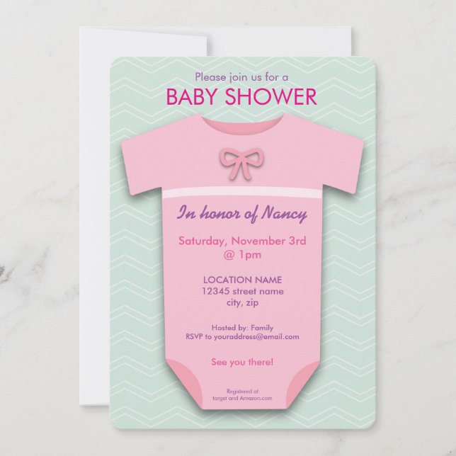 Invitación para el traje de Chica Baby Shower (Anverso)