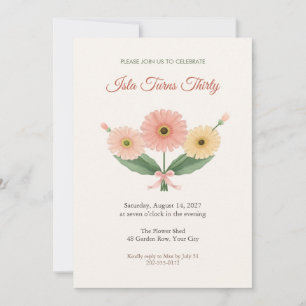 Invitación para el trigésimo cumpleaños de Gerbera