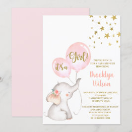 Invitación para elefante Chica de Baby Shower