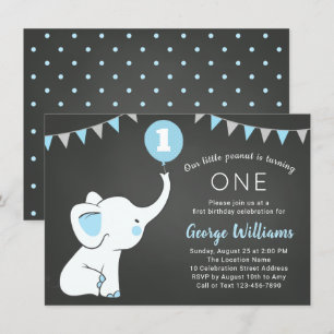 Invitación para elefante de niño de primer cumplea