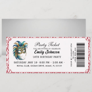 Invitación para entrada a fiesta de disfraces Cump