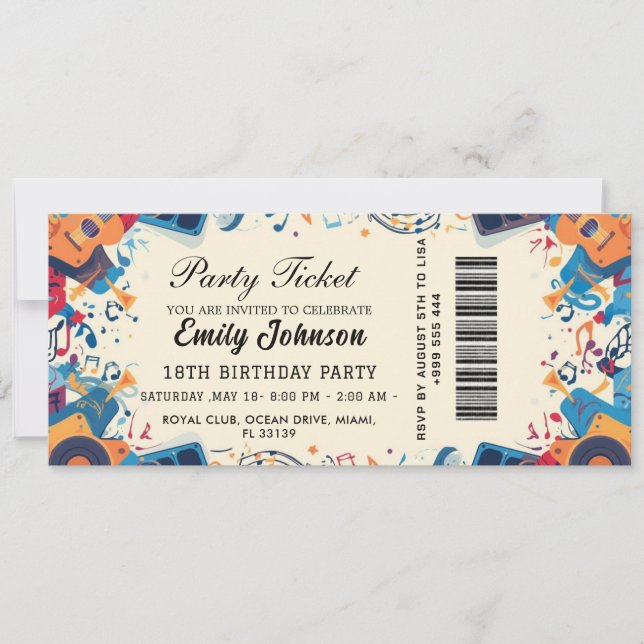 Invitación para Entrada de Fiesta de Cumpleaños Do (Anverso)