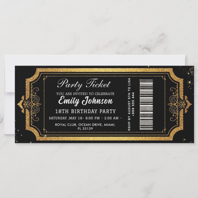 Invitación para Entrada de Fiesta de Cumpleaños Do (Anverso)