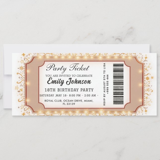 Invitación para Entrada de Fiesta de Cumpleaños Do (Anverso)