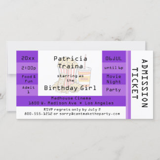 Invitación para entrada de Fiesta nocturno de pelí