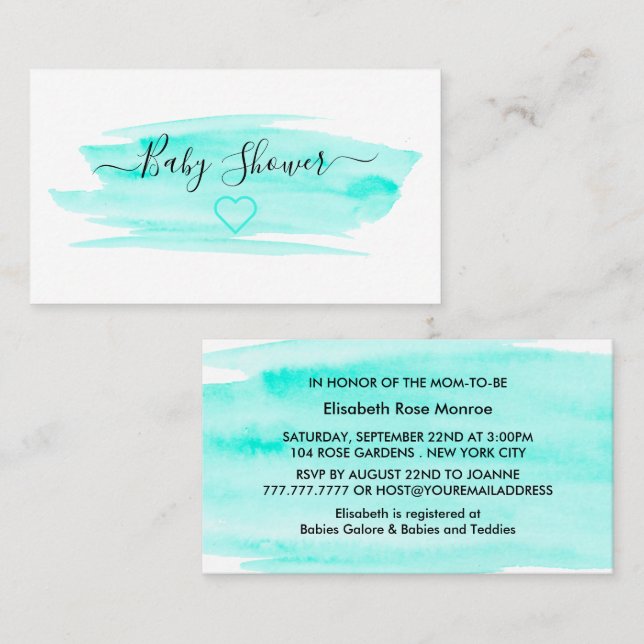 Invitación para entradas Baby Shower de pincel de  (Anverso / Reverso)