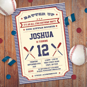 Invitación para entradas de béisbol de cumpleaños