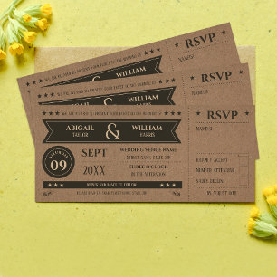 Invitación para entradas de Boda de Kraft con RSVP