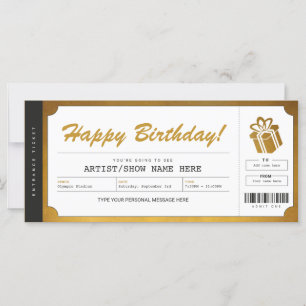 Invitación para entradas de regalo de oro del conc