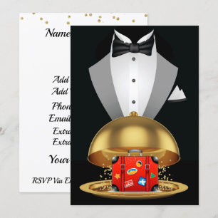 Invitación para esmoquin y maleta