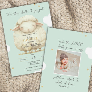 Invitación Para Este Niño Oré Foto Cordero Verde Religioso