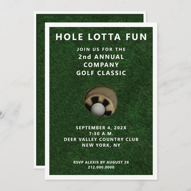 Invitación para Evento de Fiesta de Golf (Anverso / Reverso)