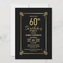 Invitación para fiesta de 60 cumpleaños negro y do