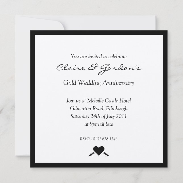 Invitación para Fiesta de Aniversario de Bodas de  (Anverso)