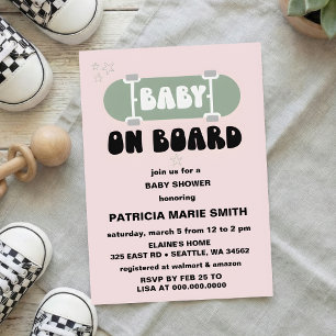 Invitación para fiesta de Baby Shower de monopatín