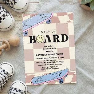 Invitación para fiesta de Baby Shower de monopatín
