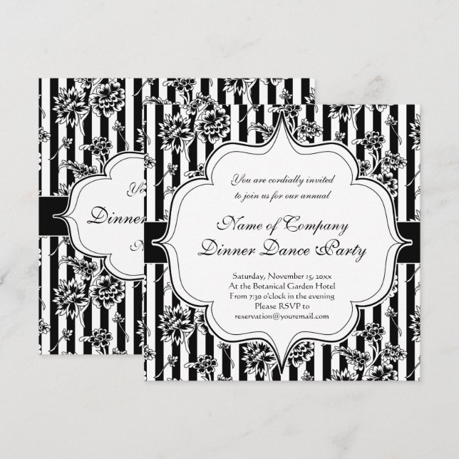 Invitación para fiesta de baile de cena formal de  (Anverso / Reverso)