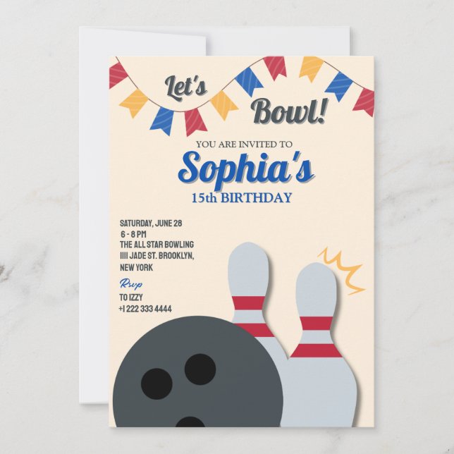 Invitación para Fiesta de Bolos 3 (Anverso)