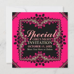 Invitación para fiesta de chicas de noche de oro,