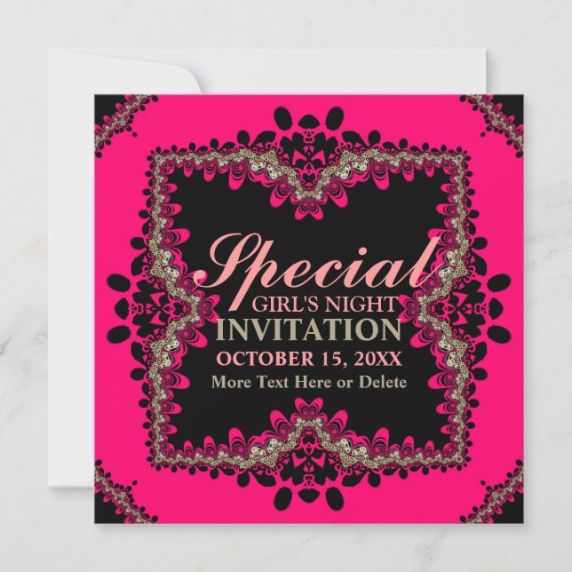 Invitación para fiesta de chicas de noche de oro,  (Anverso)