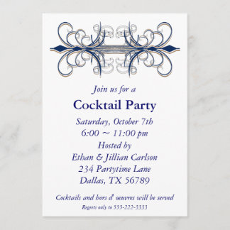 Invitación para fiesta de cóctel azul Invitaciones