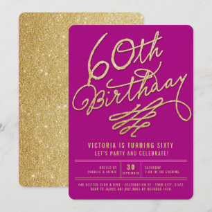 Invitación para fiesta de cumpleaños 60 de glamour