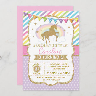Invitación para fiesta de cumpleaños con unicornio
