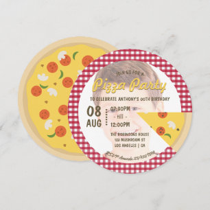 Invitación para fiesta de cumpleaños de pizza con 