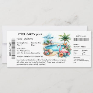 Invitación para Fiesta de Cumpleaños en Piscina al