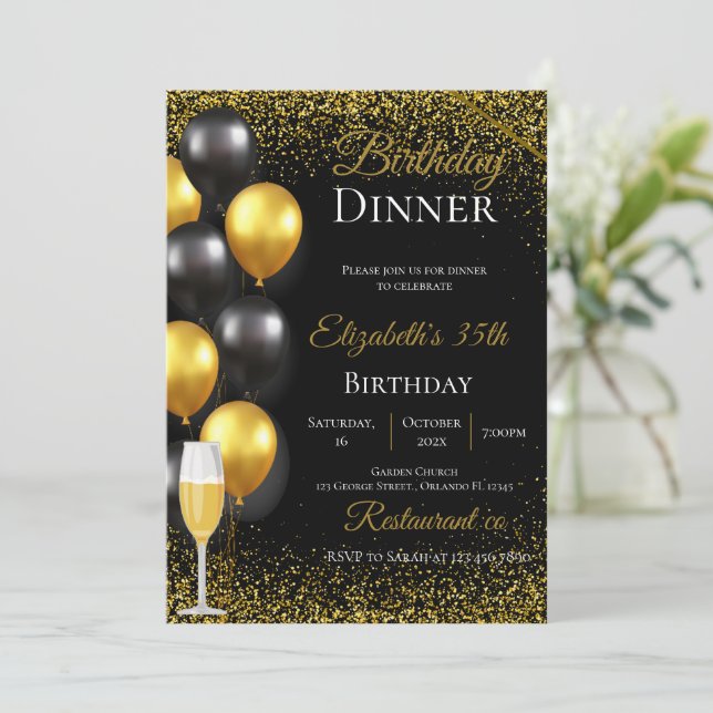 invitación para fiesta de cumpleaños número 35 (Anverso de pie)