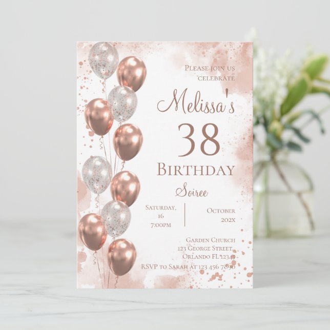 invitación para fiesta de cumpleaños número 38 (Anverso de pie)