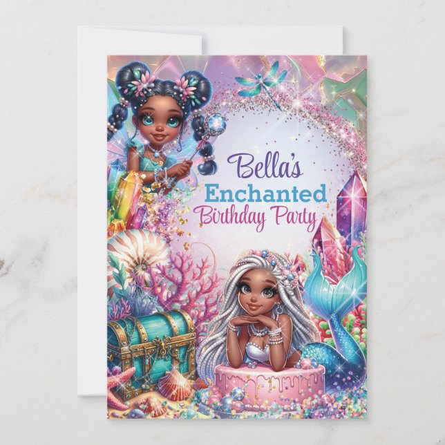 Invitación para Fiesta de Fantasía de Sirena Hada (Anverso)