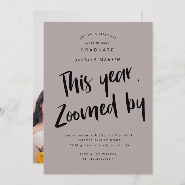 invitación para fiesta de foto de graduación pandé (Anverso / Reverso)