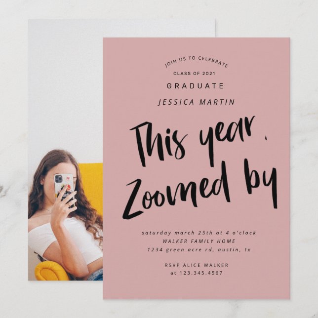 invitación para fiesta de foto de graduación pandé (Anverso / Reverso)