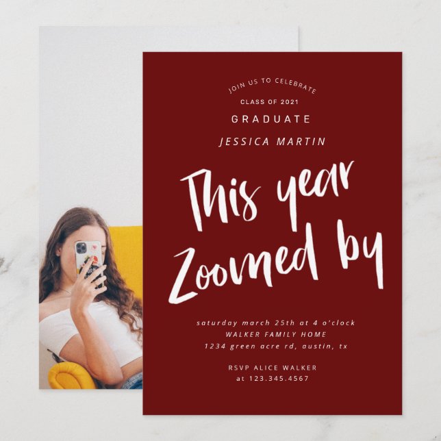 invitación para fiesta de foto de graduación pandé (Anverso / Reverso)