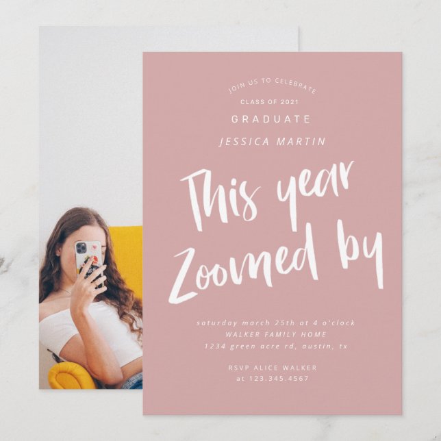 invitación para fiesta de foto de graduación pandé (Anverso / Reverso)