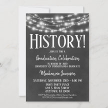 Invitación para fiesta de graduación de Historia e