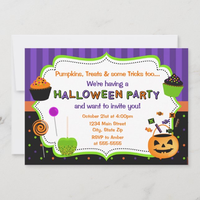 Invitación para fiesta de Halloween infantil (Anverso)