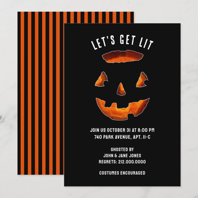 Invitación para fiesta de Halloween para adultos (Anverso / Reverso)