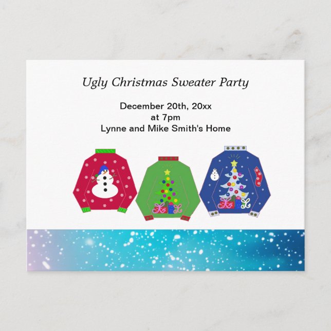 Invitación para Fiesta de Jerseys Feos de Navidad (Anverso)