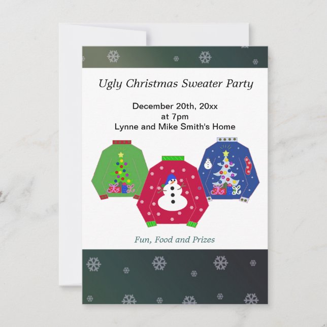 Invitación para Fiesta de Jerseys Feos de Navidad (Anverso)