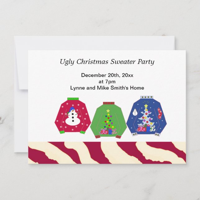 Invitación para Fiesta de Jerseys Feos de Navidad (Anverso)