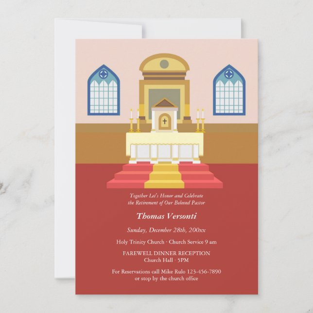 Invitación para Fiesta de Jubilación del Pastor (Anverso)